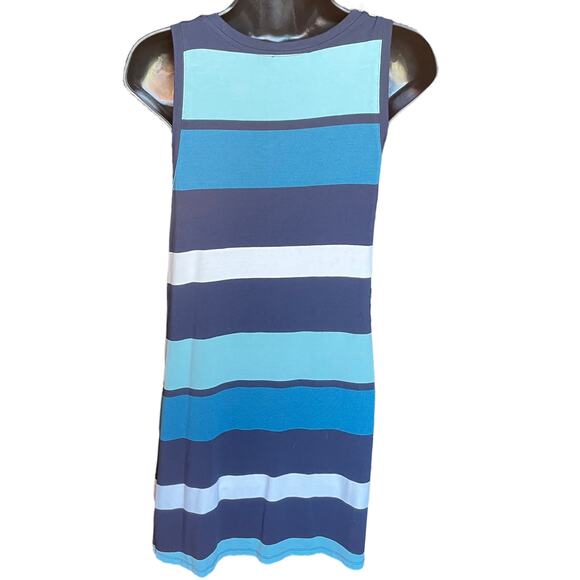 Loft Blue Striped Rayon Sleeveless Casual Dress Size SP - Picture 3 of 7